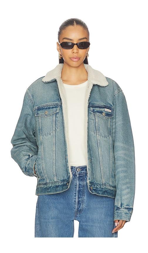 calvin klein sherpa trucker jacket in blue. - size m (also in s)