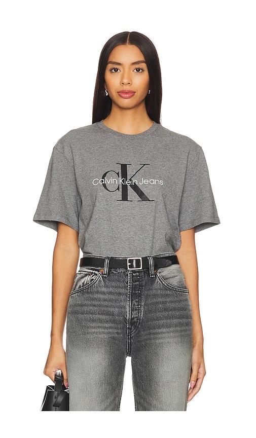 calvin klein short sleeve hero monologo tee in grey. - size l (also in s, m, xl/1x)