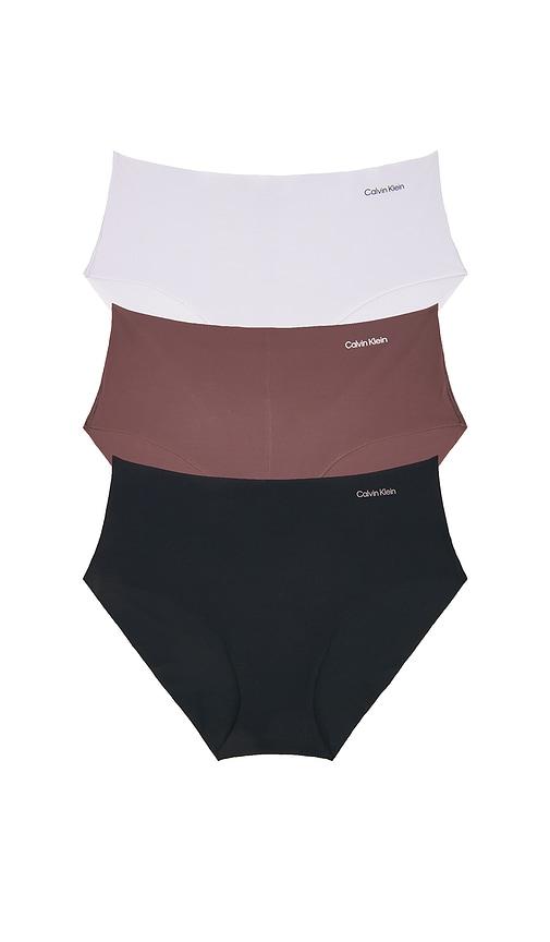 calvin klein underwear hipster panty 3 pack in black,lilac. - size l (also in s, m)