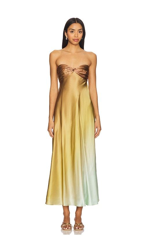 cami nyc aveiro dress in brown,mustard. - size m (also in xs)