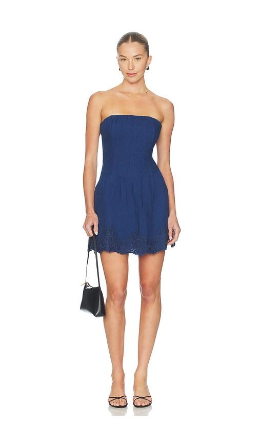 cami nyc belinda strapless linen mini dress in navy. - size 0 (also in 00, 2, 4, 6, 8, 10, 12)