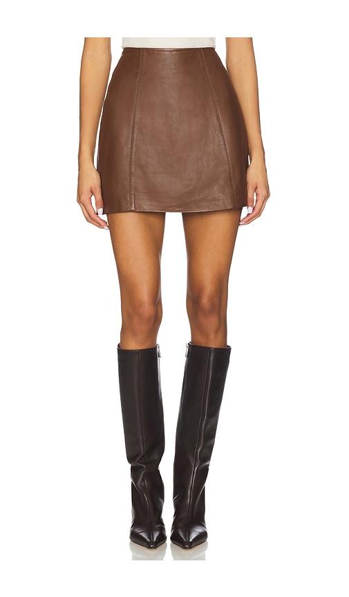 cami nyc cillian genuine leather mini skirt in brown. - size 0 (also in 10)