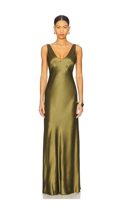 cami nyc sinclaire gown in olive. - size s (also in xs)