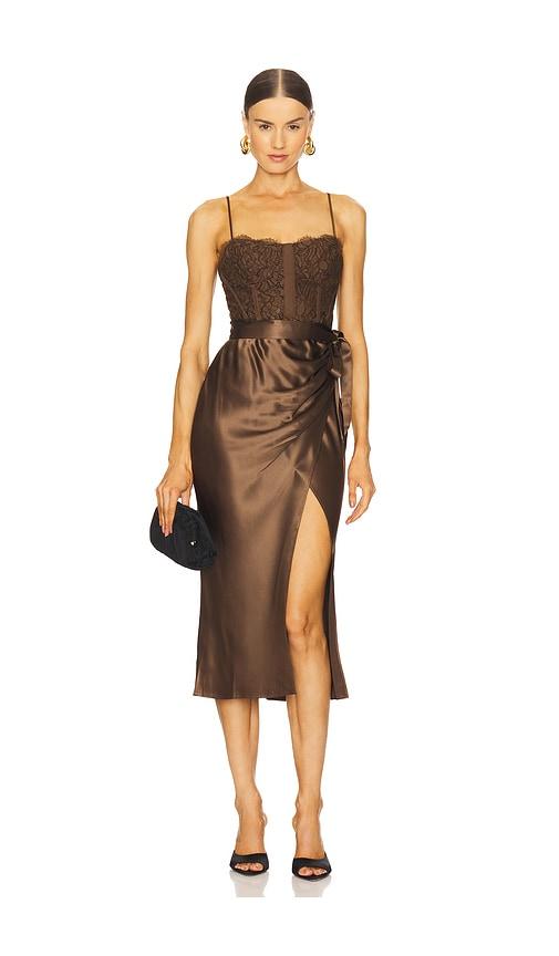 cami nyc tricia dress in brown. - size 0 (also in 2, 4, 6, 8, 10)