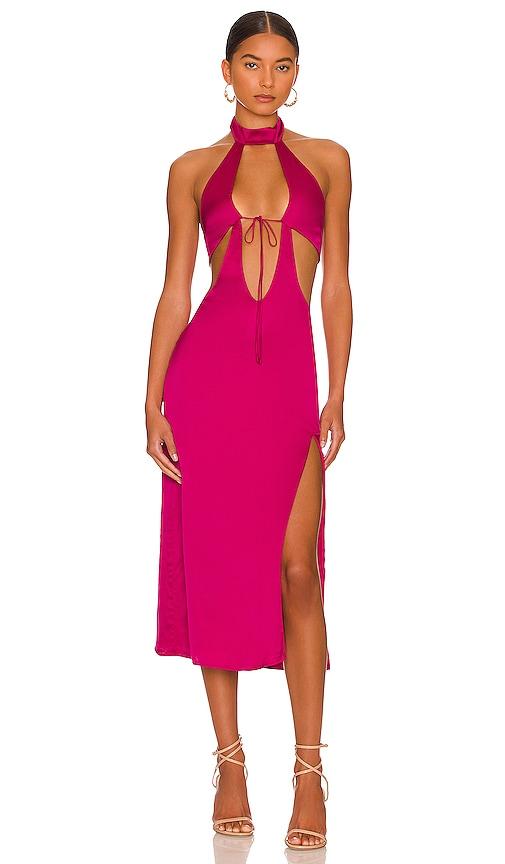 camila coelho abigale midi dress in fuschia. - size l (also in xxs, s, m, xl)