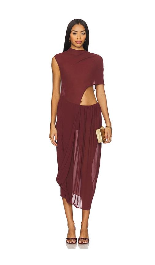 camila coelho ada maxi dress in burgundy. - size l (also in xxs, m, xl)