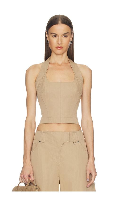 camila coelho amaia top in taupe. - size l (also in xs, s, m, xl)