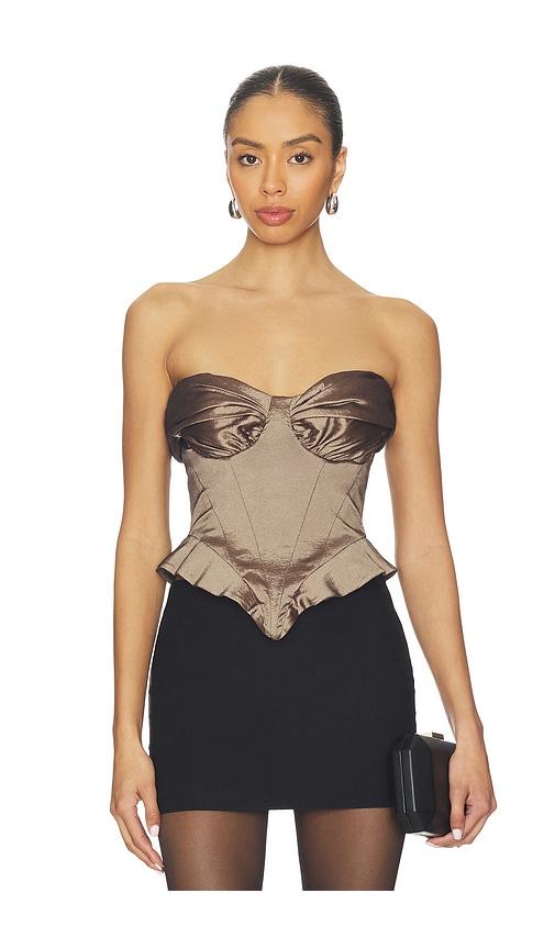 camila coelho amaranta top in metallic bronze. - size l (also in xs, m)