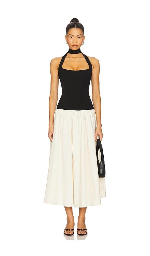 camila coelho andrade midi dress in black,white. - size s (also in xl)