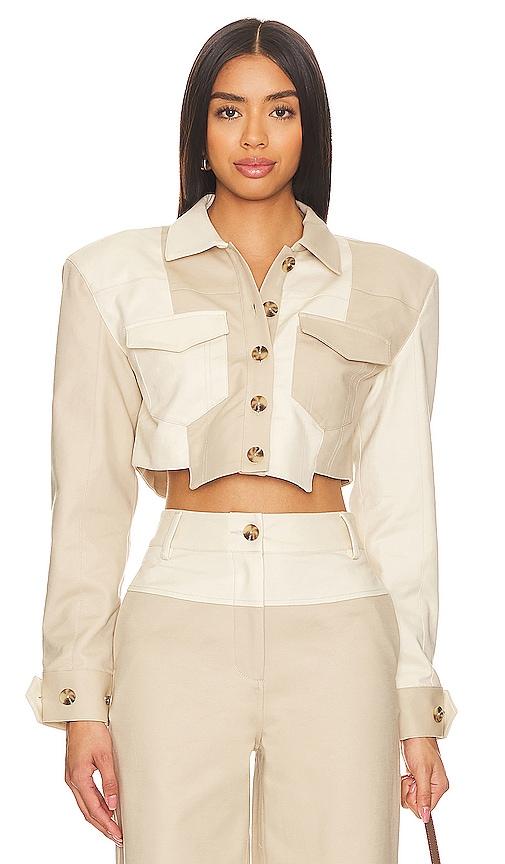 camila coelho araceli cropped jacket in neutral. - size s (also in xxs, xs, l)