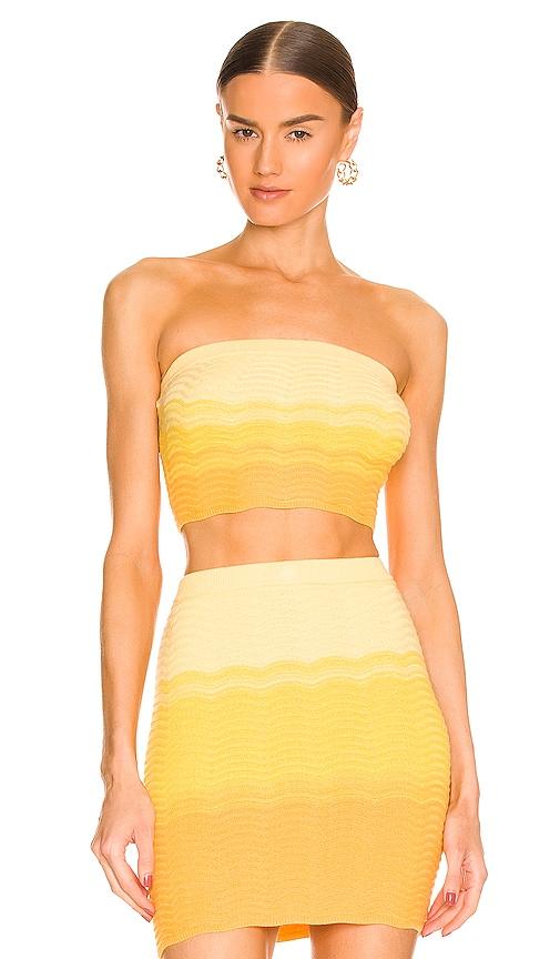 camila coelho avalon knit top in yellow. - size m (also in s, xs, xl)