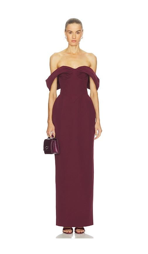 camila coelho carina maxi dress in burgundy. - size l (also in xxs, xs, s, m)
