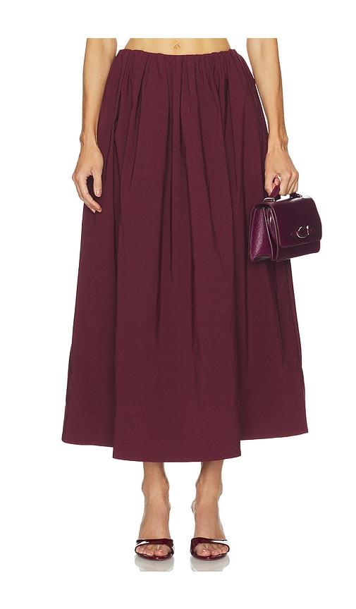 camila coelho carina midi skirt in burgundy. - size s (also in xs, xxs)