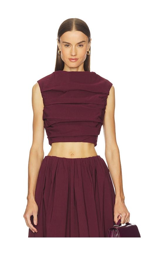 camila coelho carina top in burgundy. - size l (also in m, s, xs, xxs)