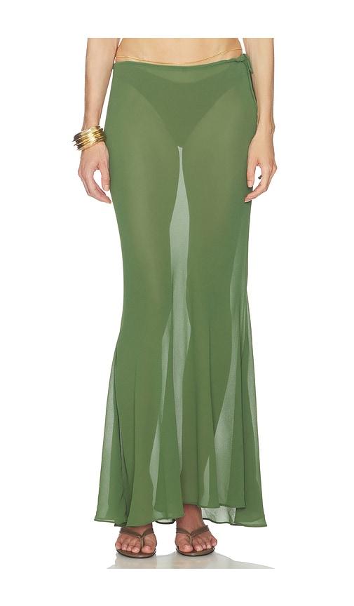 camila coelho carlisle maxi skirt in green. - size l (also in m, xl)
