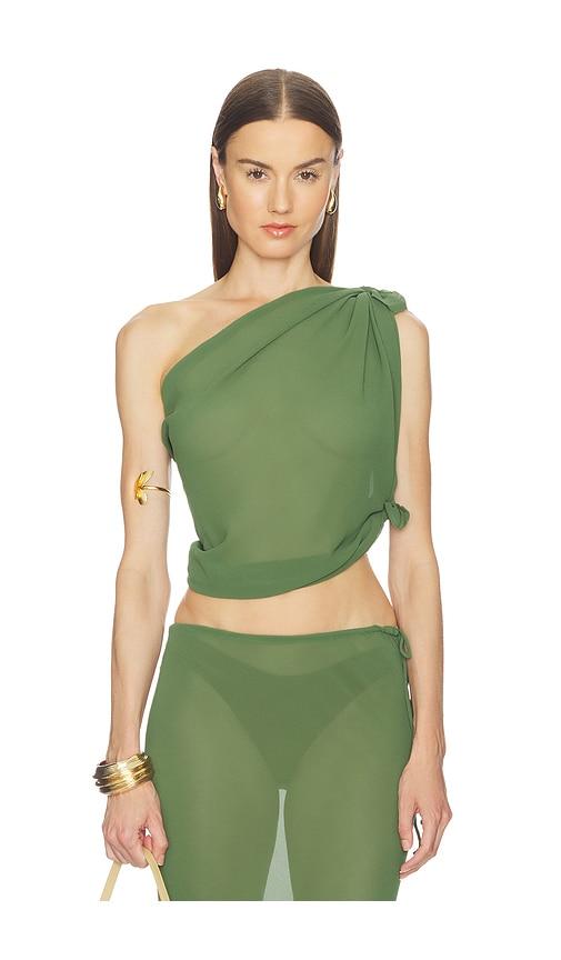 camila coelho carlisle scarf top in green. - size l (also in m, xl)