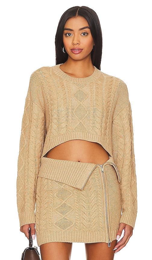 camila coelho carmen cropped cable crew in tan. - size s (also in xs, l, xl)