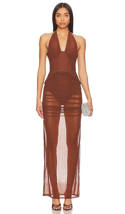 camila coelho carolina midi dress in brown. - size l (also in s, m)