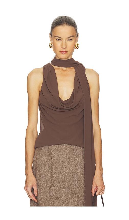 camila coelho casilda top in chocolate. - size l (also in m, s, xl, xs)