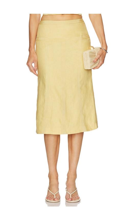 camila coelho cassia midi skirt in yellow. - size l (also in xs, m, xl)