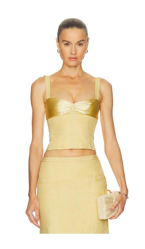 camila coelho cassia top in yellow. - size l (also in m, xxs)