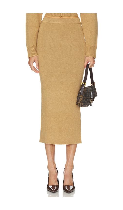 camila coelho costansa midi skirt in tan. - size m (also in xs, s, xl)