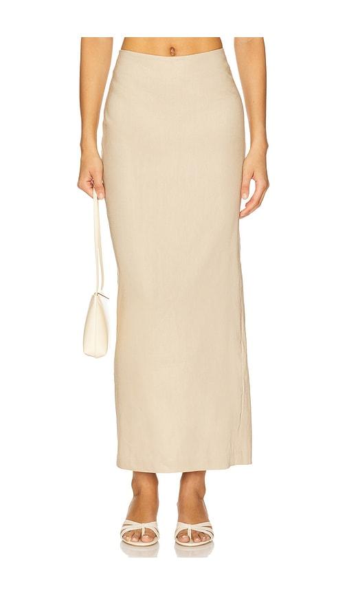 camila coelho delanie midi skirt in beige. - size l (also in xl, xs)