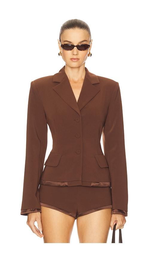 camila coelho deysi blazer in brown. - size m (also in xxs, xs, s, xl)