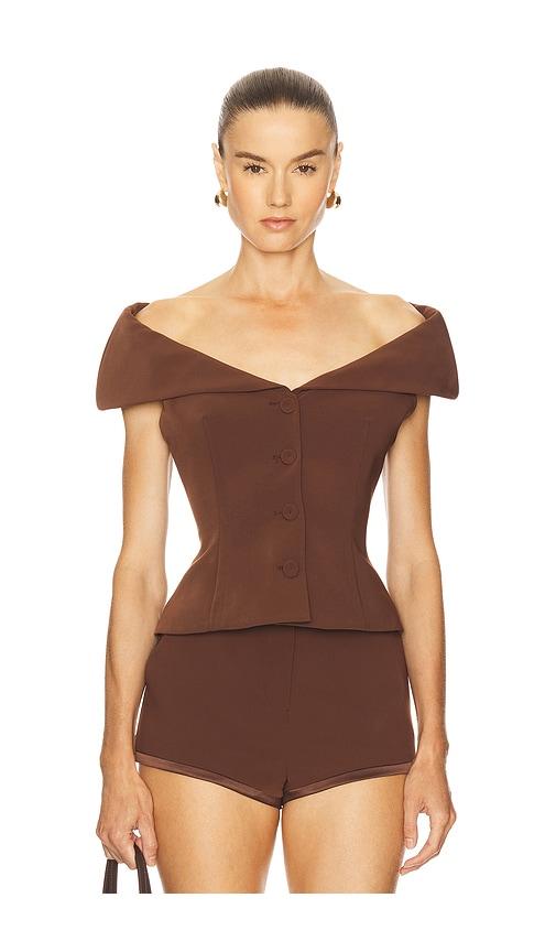 camila coelho deysi top in brown. - size l (also in m, s, xl, xs)