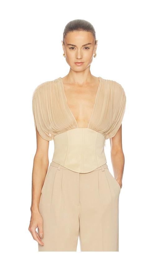 camila coelho elana top in taupe. - size l (also in s, xs)