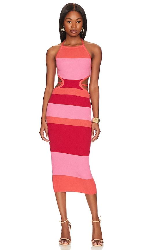 camila coelho emlyn stripe knit dress in pink. - size m (also in xl)