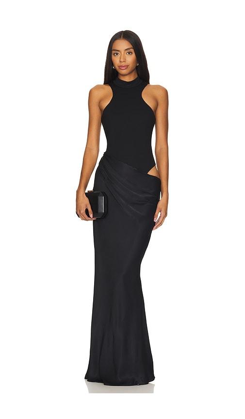 camila coelho estrella maxi dress in black. - size m (also in xs, s)