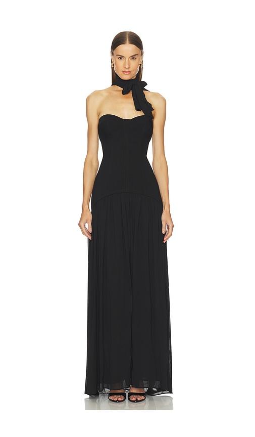 camila coelho evangelina gown in black. - size l (also in xs, s, m)