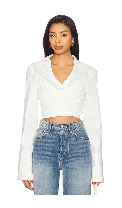 camila coelho evangeline wrap top in white. - size l (also in xs, s, m)
