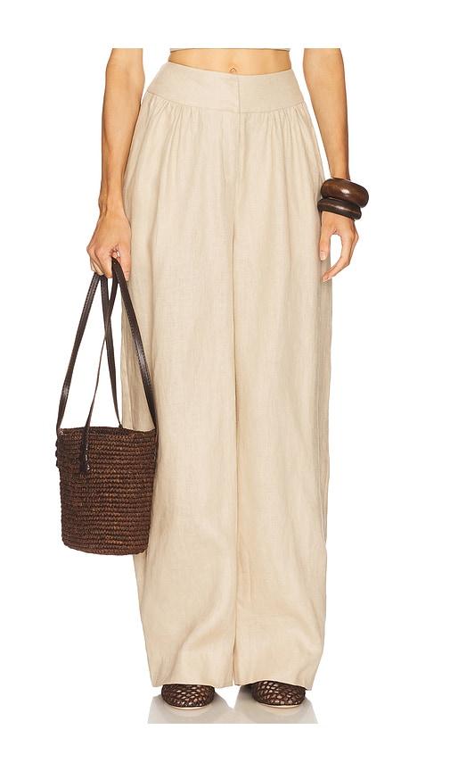 camila coelho harlow linen pant in brown. - size xs (also in xxs)