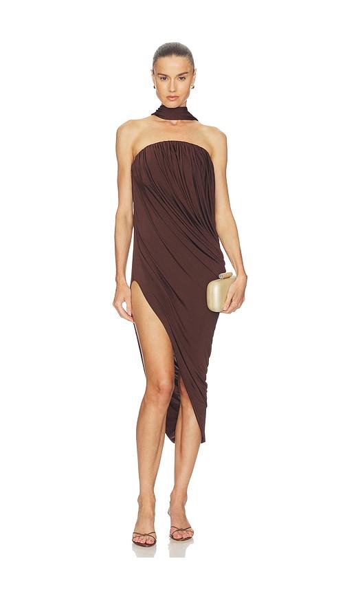 camila coelho imarisa midi dress in brown. - size l (also in xs, s, m, xl)