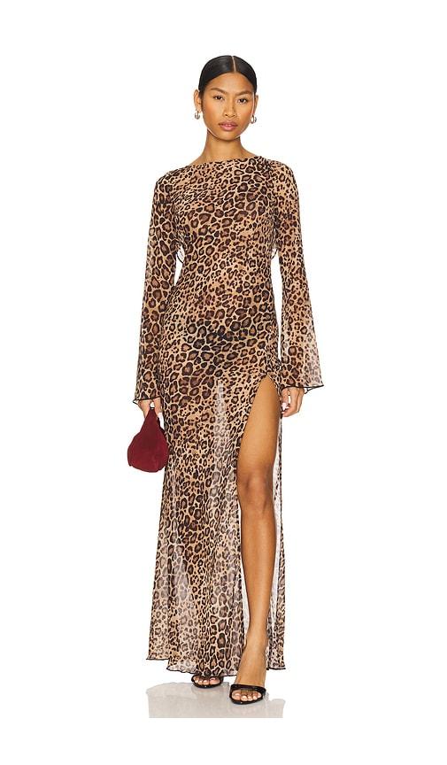 camila coelho janiero midi dress in brown. - size xs (also in xxs)