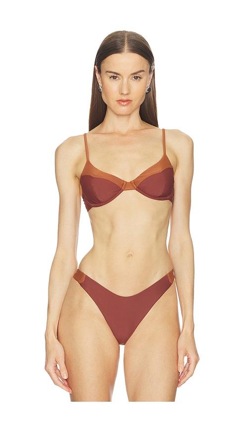 camila coelho jaslyn top in brown. - size l (also in xxs, xs, s, m, xl)