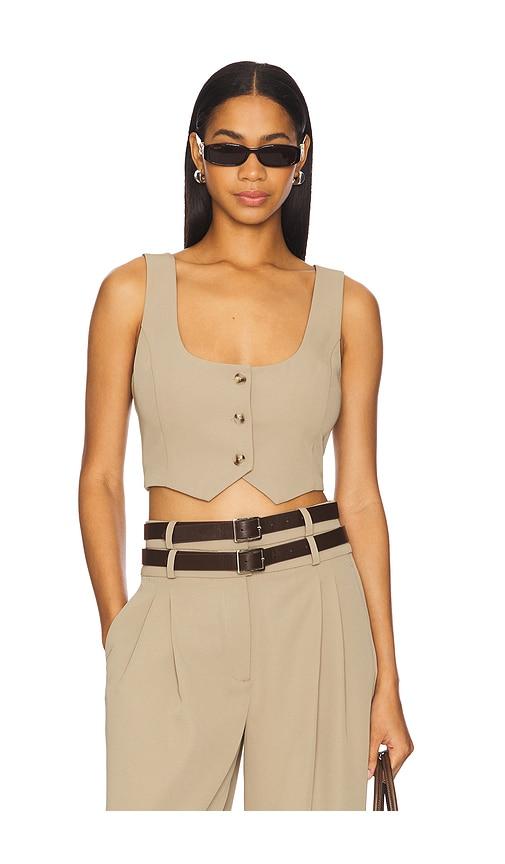 camila coelho jila vest in beige,tan. - size l (also in s, xxs, xs, m, xl)