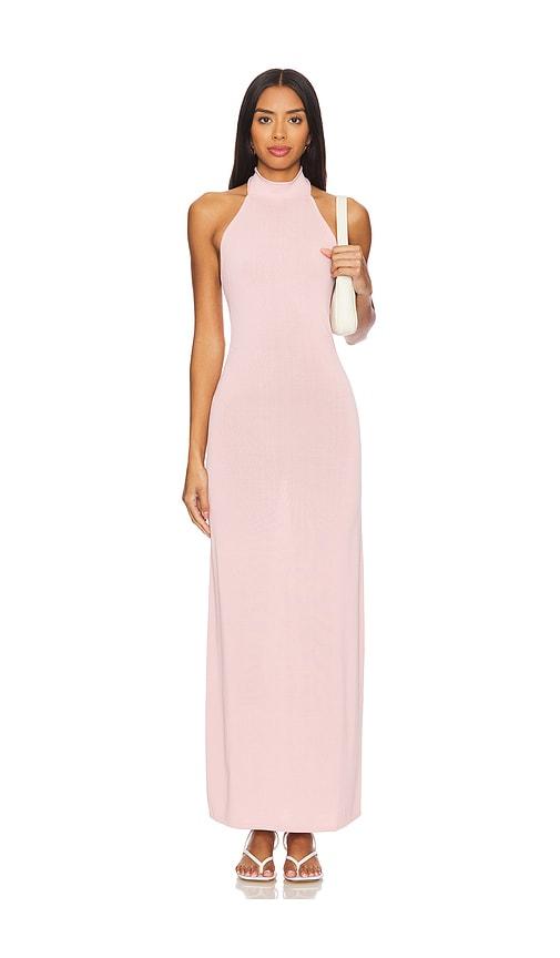 camila coelho justine halter maxi dress in pink. - size l (also in xl)