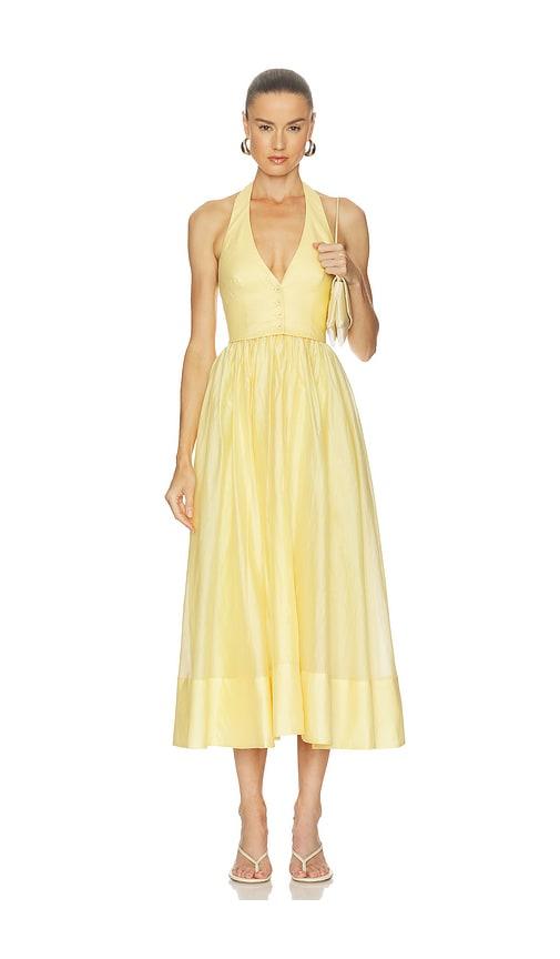 camila coelho lino midi dress in yellow. - size s (also in xl)