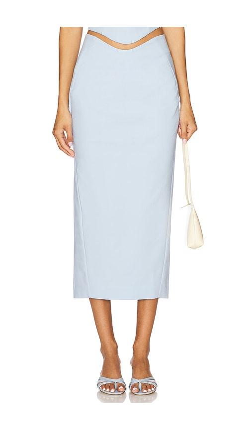 camila coelho lotta midi skirt in baby blue. - size m (also in xs, xxs, s, xl)