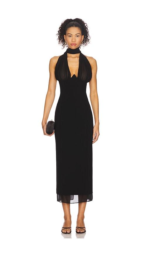 camila coelho luzina midi dress in black. - size l (also in m, s, xl, xs, xxs)