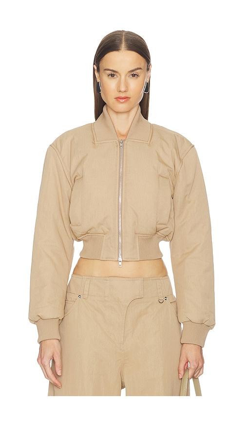 camila coelho maiara bomber jacket in taupe. - size l (also in xs, xxs, s, m, xl)