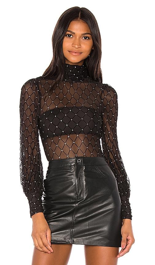camila coelho mara bodysuit in black. - size s (also in xxs, xs)