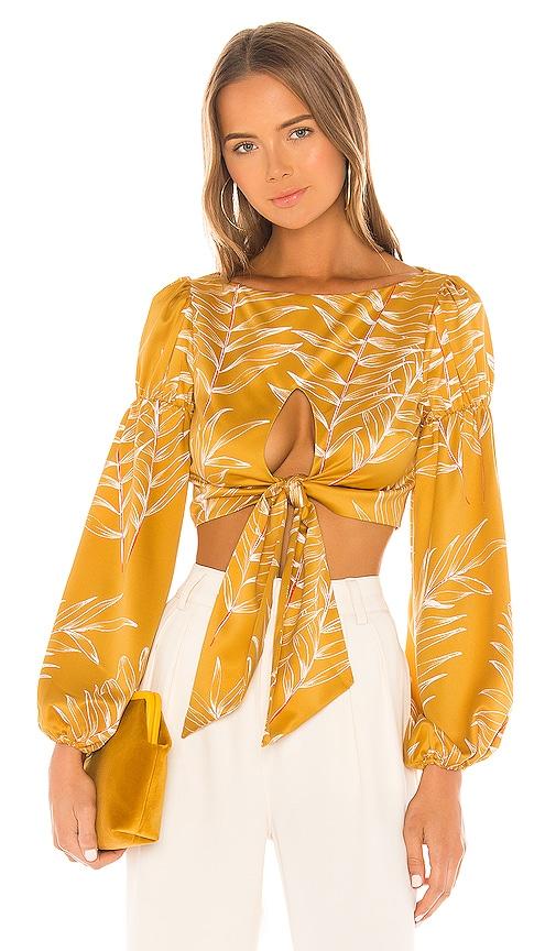 camila coelho marcia top in mustard. - size xs (also in xxs)