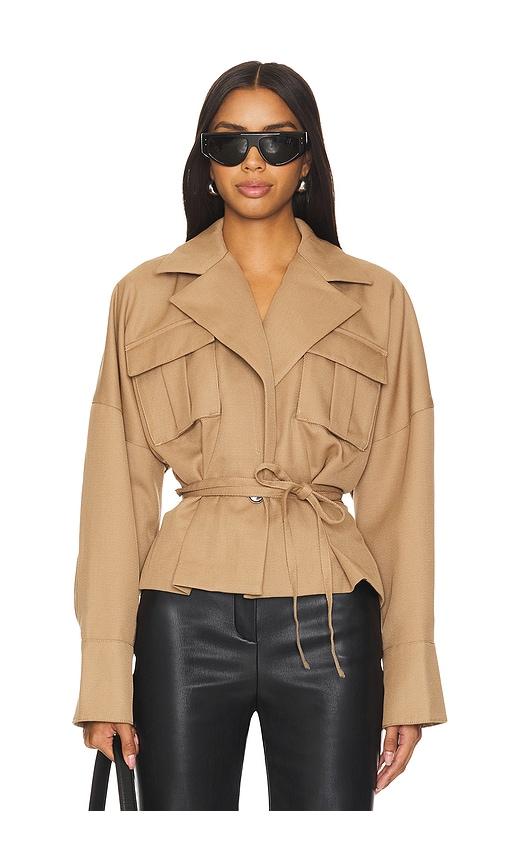 camila coelho mari jacket in taupe. - size l (also in xxs, xs, s, m, xl)