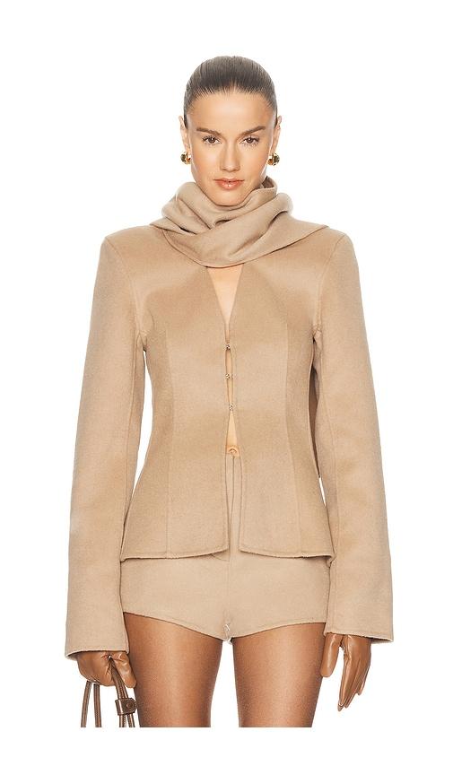 camila coelho marielle jacket in taupe. - size l (also in s, xxs, xs, m, xl)