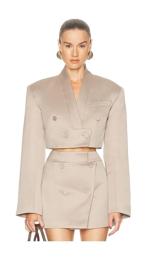 camila coelho marosa jacket in taupe. - size l (also in xs, xxs, s, m, xl)