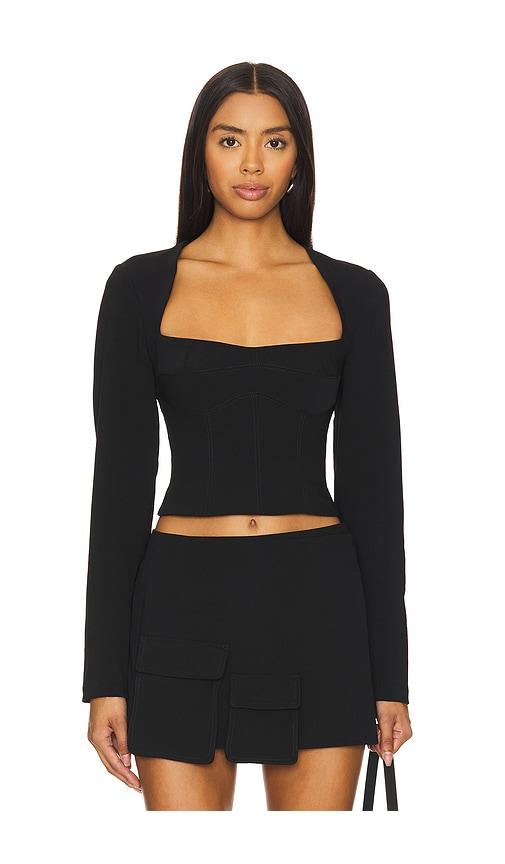 camila coelho millie long sleeve top in black. - size l (also in s, m, xl)